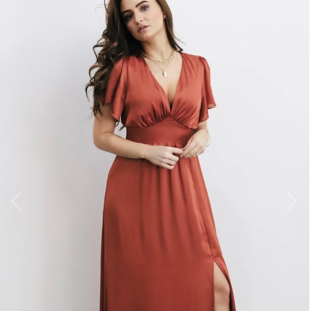 Baltic Born Rust Satin Maxi Dress